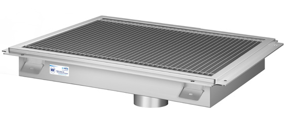 Product image #3 for KoolMore Commercial Stainless Steel Floor Trough Drain with Subway-Style Grating, 24 x 18 Inches