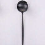 Thumbnail image #1 for Kadra Kitchenware Vikko Dine VF-SS10-VB Bouillon Spoon, Brushed Black, 18/10 Stainless Steel Case of 12