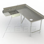 Thumbnail image #1 for AERO Manufacturing Aerospec 2SDC-R-144 Corner Soiled Dish Table, Right-to-Left, 14-Gauge 304 Stainless Steel, 60" Machine-to-Corner, 144" Corner-to—