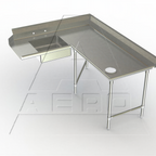 Thumbnail image #1 for AERO Manufacturing Aerospec 2SDC-R-60 Right-to-Left Corner Soiled Dish Table, 60" Machine-to-Corner x 60" Corner-to-End, 14/304 Stainless Steel
