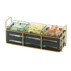 Thumbnail image #2 for Cal-Mil Empire 22091-90 3-Section Condiment Jar Display with 3 Glass Jars, Gold Wire Frame, Black