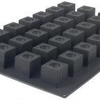Thumbnail image #1 for JB Prince Pavoni M620 B 28-Cavity Silicone Cube Baking Mold with Indent, 2" Square x 2"H, Black