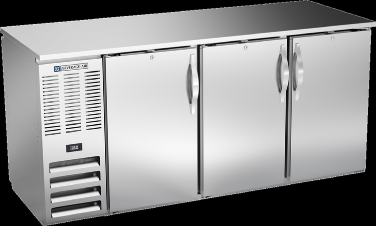 Product image #3 for Beverage Air 72-Inch Three-Section Six-Door Open Food Rated Refrigerated Pass-Thru Back Bar Cooler
