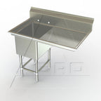 Thumbnail image #1 for AERO Manufacturing Aerospec 2F1-2424-24R 1-Compartment 14-Gauge 304 Stainless Steel Sink, 24 x 24 x 14 in Bowl, Right Drainboard