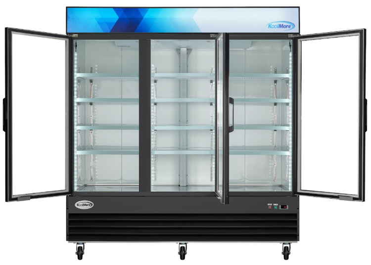 Product image #10 for KoolMore 78-Inch Three-Door Glass Door Merchandiser Refrigerator, 53 Cu. Ft., Black Stainless Steel
