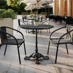 Thumbnail image #1 for Flash Furniture ST-RD31-BKMAR-SDAT2222-GG Round Outdoor Table, 31-1/4" Diameter, Black Faux Marble HPL Top, Cast Iron Base