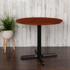 Thumbnail image #2 for Flash Furniture GC-M-BLK-15-CHR-GG Round Conference Table, 36" Cherry Laminate Top, 30" High, X-Base