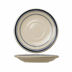 Thumbnail image #1 for International Tableware Catania CT-36 Ceramic Round Saucer, 5-1/8" Diameter, American White with Blue Band Case of 3 Dozen