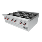 Thumbnail image #1 for Drago DRHP36 36-Inch 6-Burner Commercial Hot Plate, Stainless Steel, Cast-Iron Burners, Without Legs