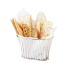 Thumbnail image #1 for G.E.T. Specialty Servingware 4-88840 . . Oval Stainless Steel Stackable Serving Basket, 8-1/4 x 5 x 5 Inches Case of 12