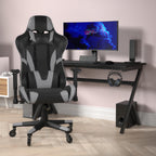 Thumbnail image #2 for Flash Furniture CH-187230-1-GY-RLB-GG High-Back Gaming Chair, Black/Gray Bonded-Leather Upholstery, Adjustable Arms and Casters