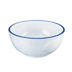 Thumbnail image #1 for Cal-Mil 3343-10-15 Round Melamine Bowl, White with Blue Rim, 10-3/4" Dia. x 5"H Case of 3