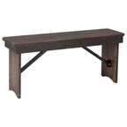 Thumbnail image #1 for Flash Furniture XA-B-40X12-MG-GG Folding Rustic Farm Bench, Mahogany, Solid Pine Top, 40"W x 12"D x 17-1/2"H