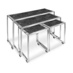 Thumbnail image #1 for Eastern Tabletop NT7621TT 4-Piece Nesting Table Set with Rectangular Reversible Laminate Tops, Metal Bases, and Casters
