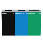 Thumbnail image #1 for Alpine Industries ALP4450-BLK-KIT25 87-Gallon 3-Stream Steel Cans & Bottles, Compost & Trash Station