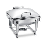 Thumbnail image #1 for Eastern Tabletop Park Avenue 3914SB Induction Chafing Dish, 6 qt., Square, Stainless Steel, Hinged Cover, with Stand