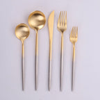 Thumbnail image #1 for Kadra Kitchenware Vikko Dine VF-10-VSG-SET 20-Piece Flatware Set, Service for 4, Brushed Two-Tone Silver & Gold, 18/10 Stainless Steel