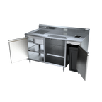 Thumbnail image #1 for NBR Equipment BEV-T6030L 60" Stainless Steel Beverage Table/Counter with Left Sink, Faucet, Urn Trough & Cabinet Base
