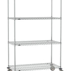 Thumbnail image #1 for Metro Super Erecta SE-2454C-80-M4 Mobile Chrome Wire Shelving Unit, 54"W x 24"D x 80"H, 5 Shelves