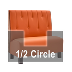 Thumbnail image #1 for ATSMFG ATS AT&S-AHC-K42-RD GR8 Kevin Half Circle Booth, single, 48" x 90" x 48" long x 42" high, Raindrop back, removable sinuous spring seat with