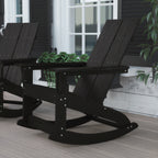 Thumbnail image #2 for Flash Furniture JJ-C14709-BK-GG Modern Black Adirondack Rocking Chair, Polystyrene Frame, Resin Composite, Stainless Steel Hardware