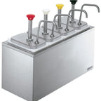 Thumbnail image #1 for Server Products 82830 Countertop 4-Jar Serving Station, 3-1/2-Quart Jars, Stainless Steel Pumps, Non-Insulated