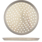 Thumbnail image #1 for AllPoints Foodservice Parts & Supplies 1371599 Perforated Aluminum Pizza Pan, 12" OD, 11/16" Deep, Tapered/Nesting, 14 Gauge
