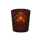 Thumbnail image #1 for Hollowick/Steelite 5229R Criss-Cross Red Glass Tealight Lamp, 2.5 x 2.5 in