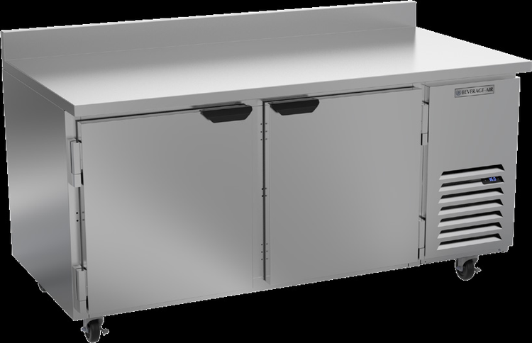 Product image #5 for Beverage-Air 67-Inch Two-Section Side-Mount Worktop Refrigerator with 4-Inch Backsplash and Solid Doors