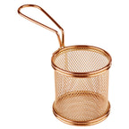Thumbnail image #1 for Libbey APS Germany - Snackholders APS 40602 Round Stainless Steel Fry Basket, 3-1/8-Inch Diameter, Gold Finish, Dishwasher Safe