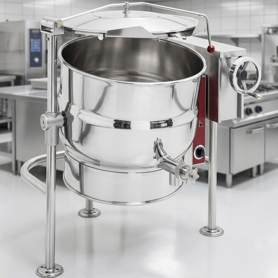 Experience exceptional resilience and easy maintenance with this tilting kettle's premium durable stainless steel construction.