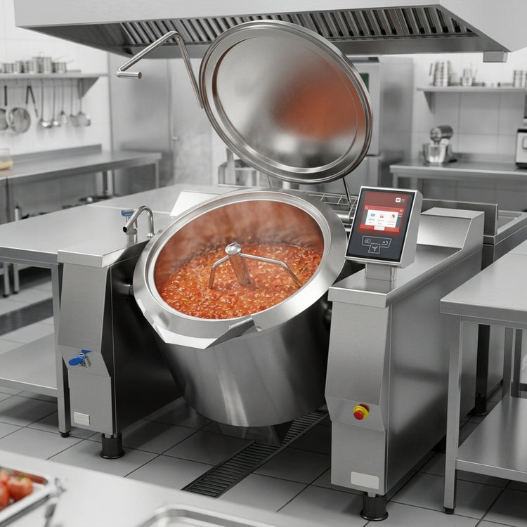 Product image #4 for Cucimix UCBTE082CV1 Electric Tilting Skillet Braising Pan with Automatic Mixer, 82 Gallon