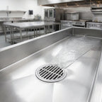 Thumbnail image #4 for Eagle Group WTFT-2448-SG Water Tempering System Floor Drain Trough, 48"W x 24"D x 13"H, 304 Stainless Steel, Subway-Style Grating