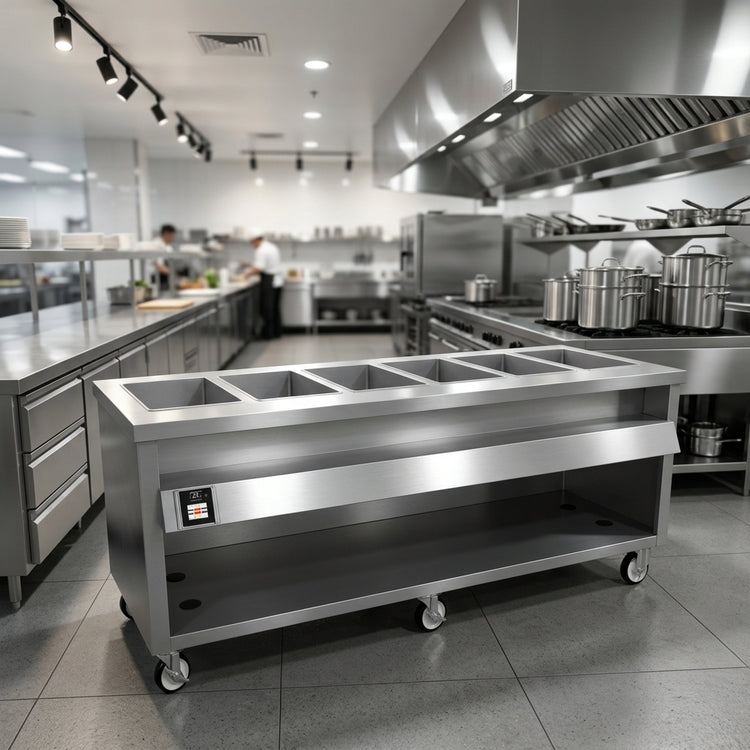 Product image #4 for Thurmaduke TWHF-88PG 88-Inch 6-Well Mobile Electric Waterless Food Warmer