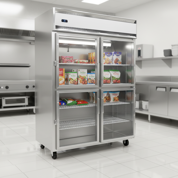 Product image #4 for Continental Refrigerator 1FXSNSSGDHD One-Section Extra-Wide Shallow Depth Display Freezer with Half Hinged Glass Doors