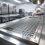 Thumbnail image #4 for Eagle Group ASWTFT-1260-SG Anti-Splash Water Tempering Floor Drain Trough, 60"W x 12"D, 14 Gauge 304 Stainless Steel, Subway Grating