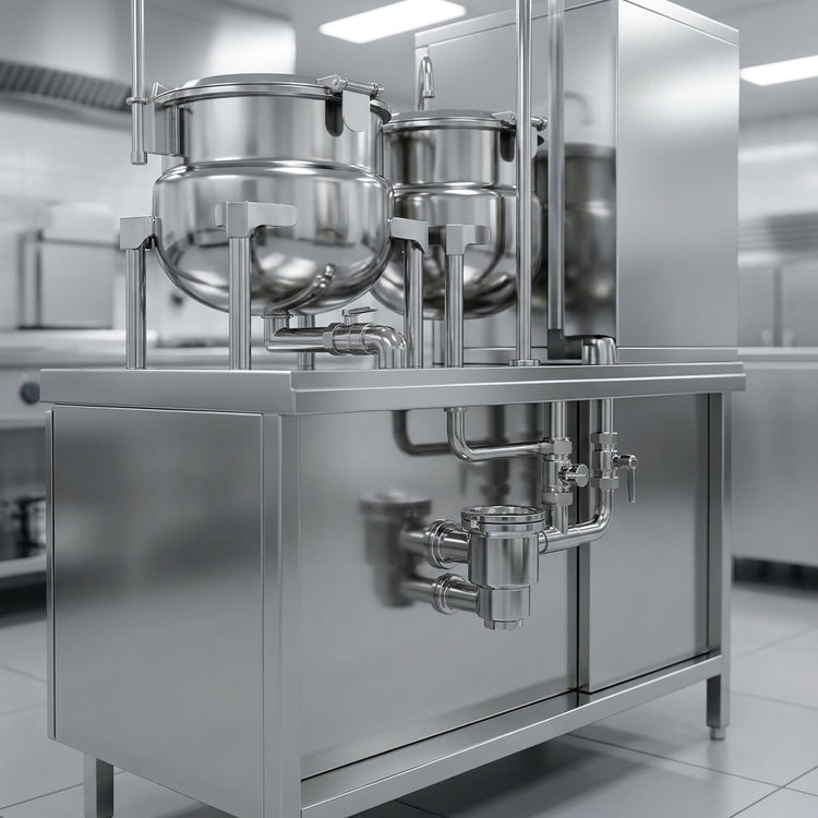 Product image #4 for Crown ECX-10-6-10 Electric Two Compartment Convection Steamer and Kettle with 6-Gallon and 10-Gallon Kettles