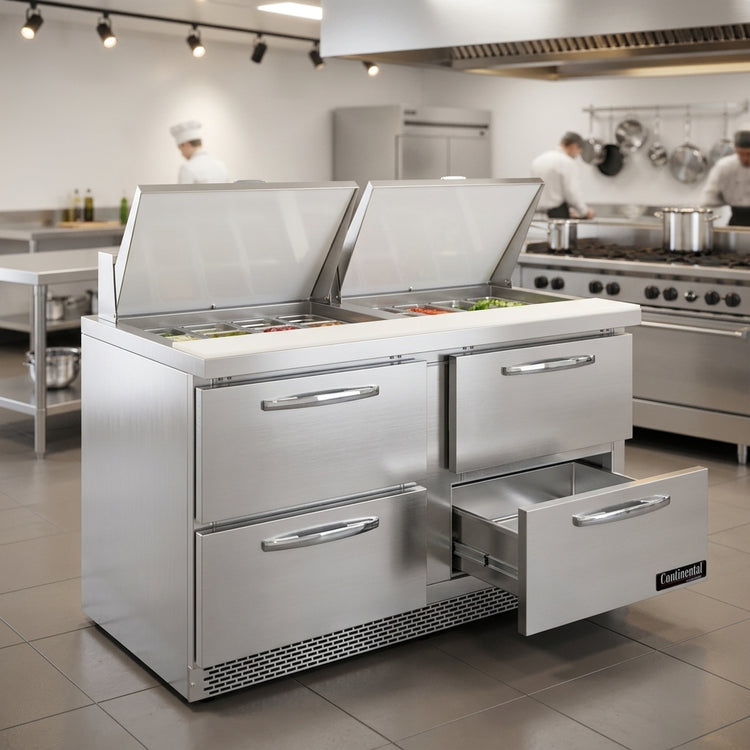 Product image #4 for Continental Refrigerator Designer Line 60" Mighty Top Two-Section Sandwich Unit with 4 Drawers