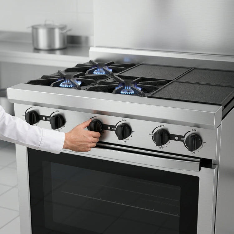 Product image #4 for Titan JTRH-3ST Heavy Duty 36" Gas Range with 3 Open Burners & 3 Hot Tops