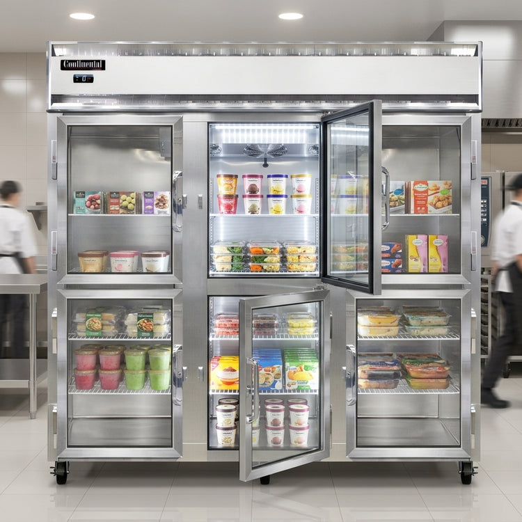 Product image #4 for Continental Refrigerator 3FNSAGDHD Three-Section Display Reach-In Freezer with Glass Half Doors