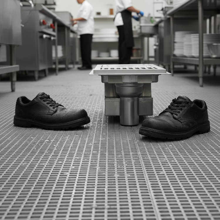 Product image #4 for Eagle Group ASWTFT-2484-FGG Anti-Splash Cool Trough Water Tempering System with Grated Floor Drain