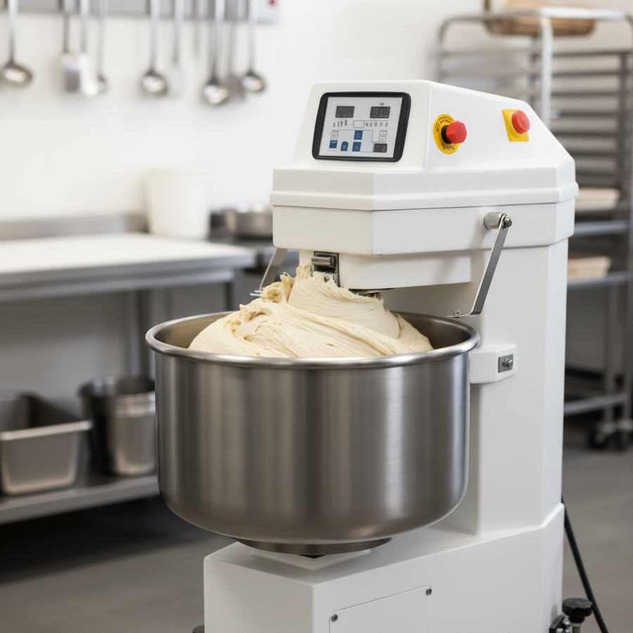 Experience consistent power as the ABSFBM-50 spiral dough mixer effortlessly handles heavy loads with its high torque non-slip belt drive.
