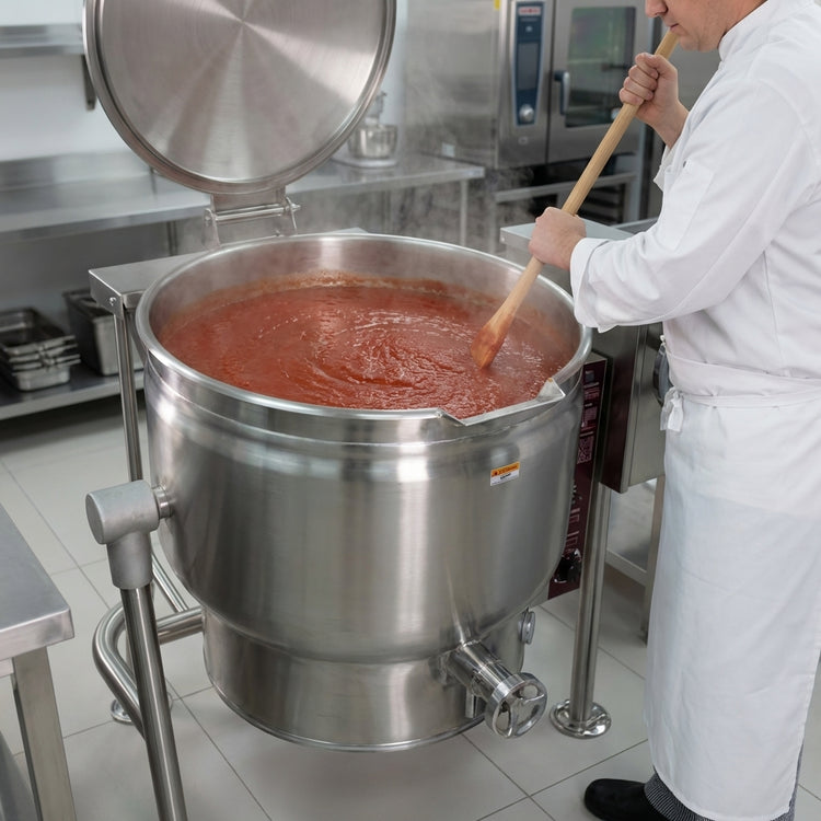 Product image #4 for Crown ELT-40F 40 Gallon Electric Full Jacket Tilting Steam Kettle with Tri-Leg Base
