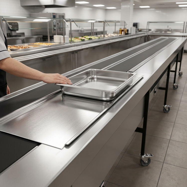 Product image #4 for Dinex DXIESB20 20 Foot Dual Band Belt Tray Make-Up Conveyor