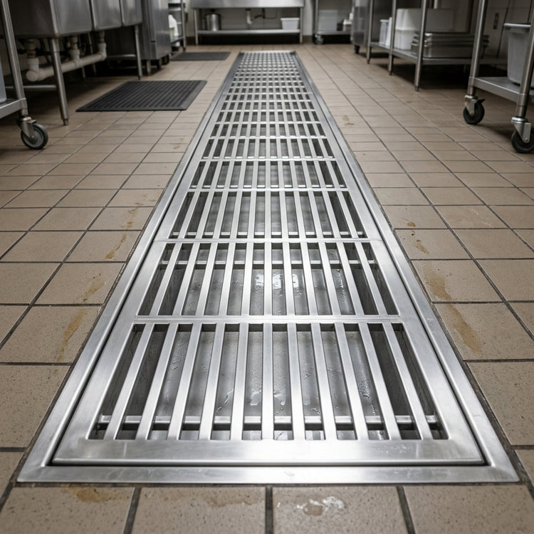 Product image #4 for Eagle Group ASWTFT-2496-SG 96-Inch Anti-Splash Cool Trough Water Tempering System with Grated Floor Drain