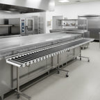 Thumbnail image #4 for Dinex DXIESRC8 Cantilever Tray Make-Up Conveyor, 8 ft, Mobile Stainless Steel Frame with PVC Rollers