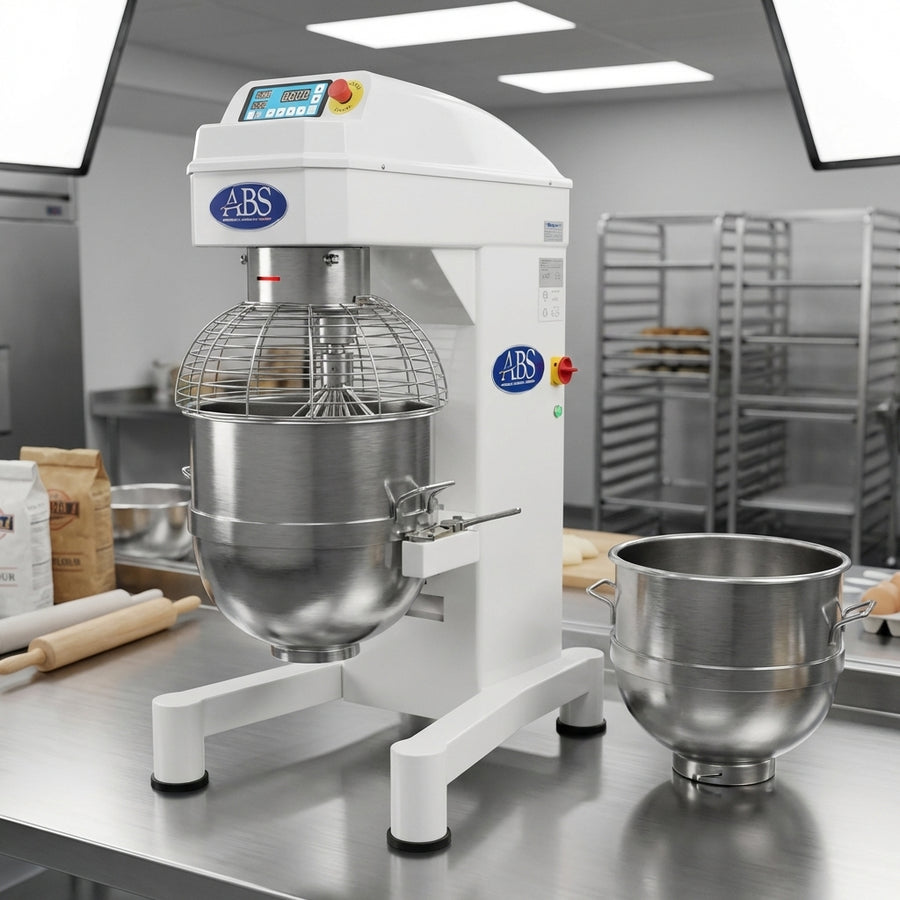 This floor model mixer showcases digital controls with 10 variable speeds for precise mixing every time.
