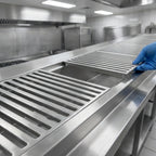 Thumbnail image #4 for Eagle Group ASWTFT-1596-SG 96-Inch Anti-Splash Stainless Steel Cool Trough Water Tempering System with Subway-Style Grating