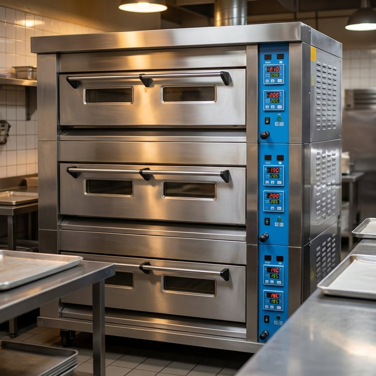 Product image #5 for American Baking Systems ABSGDO-803T Three-Deck Two-Pan Gas Deck Oven