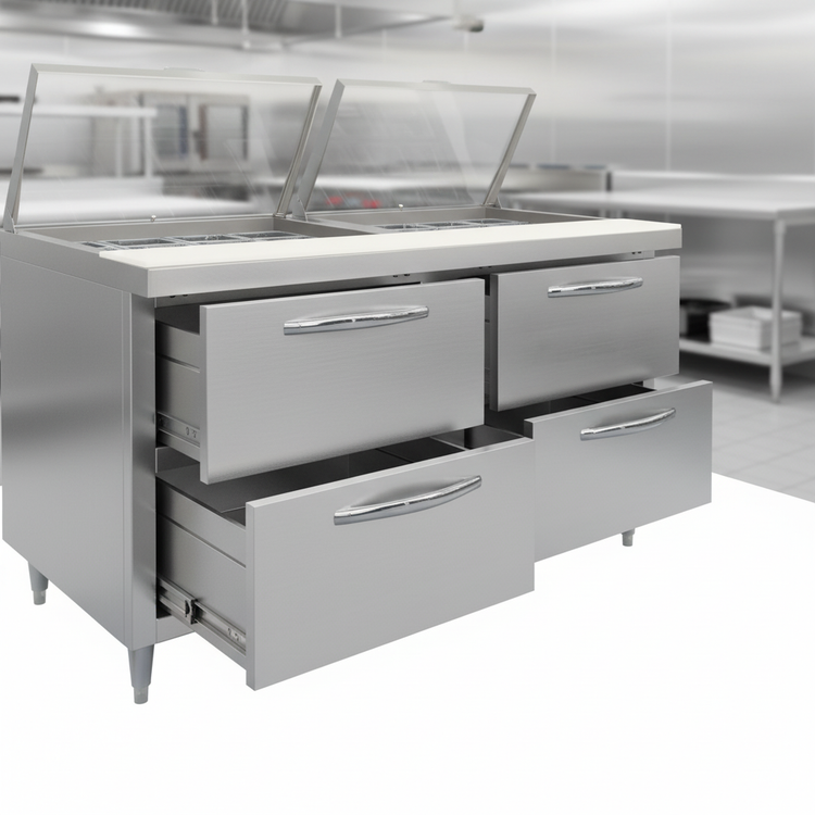 Product image #4 for Continental D60N24M-D Designer Line Mighty Top 60" Two-Section Refrigerated Sandwich Prep Table with Drawers
